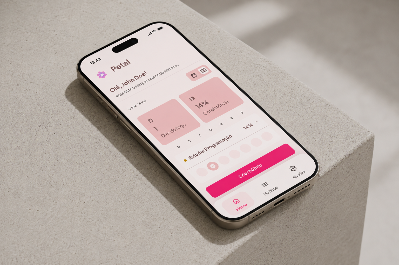 Aplicativo Petal exibido em um iPhone